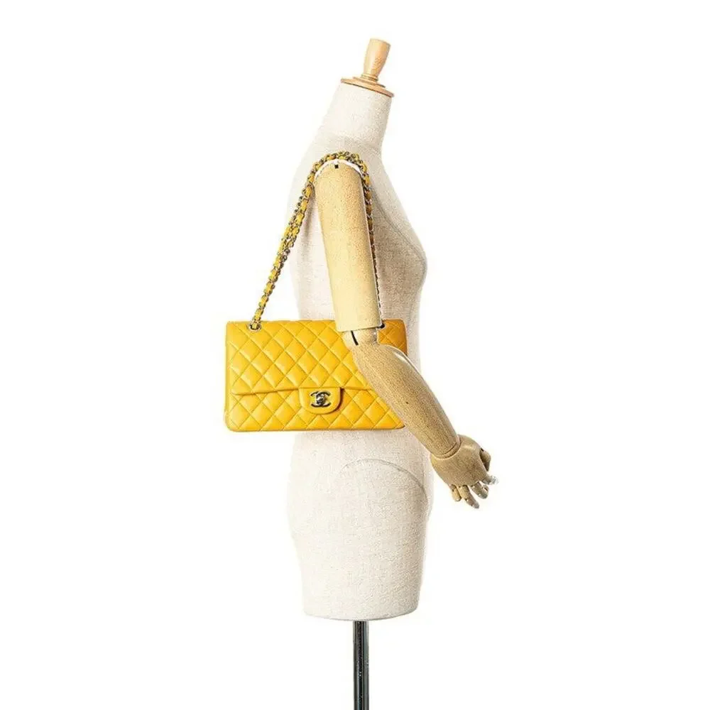 Chanel Matelasse Lambskin Coco Mark Flap Chain Shoulder Bag Yellow